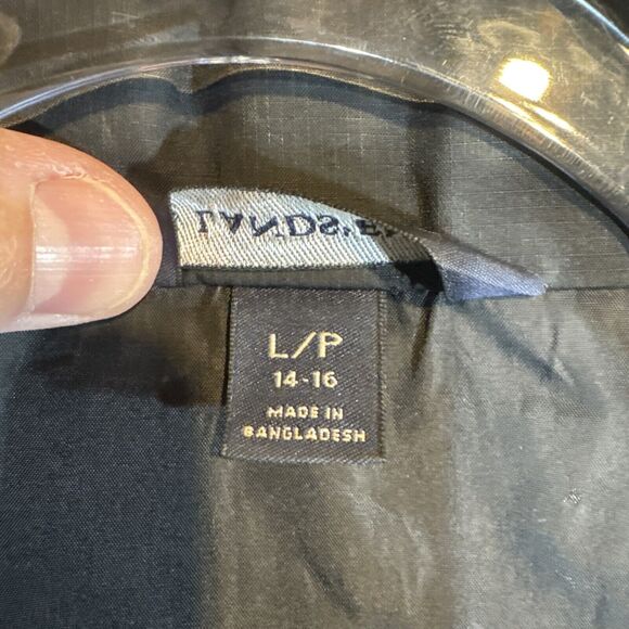 Lands End Women’s Waterproof Rain Coat Windbreaker Black Size L/P‎  14-16 VTG - Picture 7 of 16